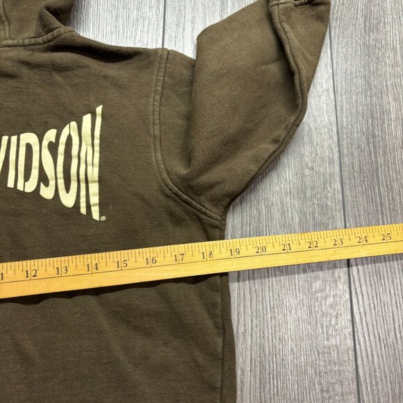 Harley Davidson Skull Full Zip Hoodie Brown Youth 8/10 M Biker Y2k - Picture 6 of 7